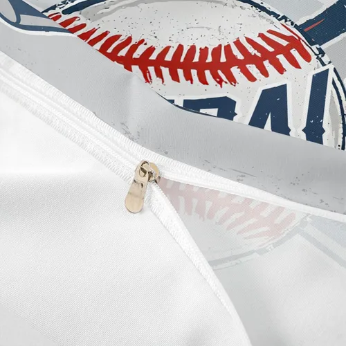 Miniatura 6 de Homewish Juego de ropa de cama con temática deportiva, 2 piezas, para niños y adolescentes, funda de edredón de béisbol deportiva vintage, juego