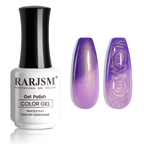 Miniatura 20 de RARJSM Esmalte de uñas en gel que cambia de color Nude Translucido Rosa a Rojo Berry, cambio de temperatura de estado de ánimo térmico, degradado