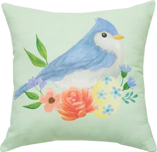 C&F Home Almohada tejida con pájaro floral verde de 18 x 18 pulgadas para fundas decorativas de primavera para sofá y cama, 18 x 18 pulgadas, color