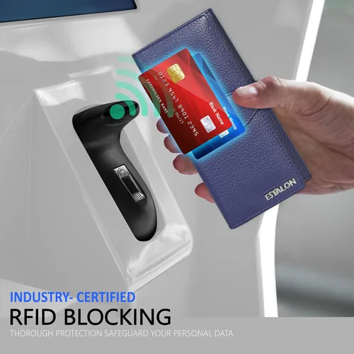 Miniatura 5 de Carteras de piel con bloqueo RFID, para cheques, con 11 ranuras para tarjetas, para mujer