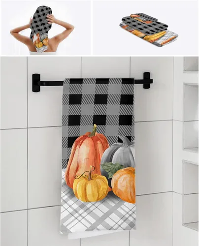 Miniatura 7 de Fall Pumpkins Bath Towels for Bathroom Set - Luxury Towels Gifts for Women,Quick Dry Beach Kitchen Hand Hair Face Yoga Workout Gym Towel and Dish