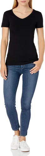 Miniatura 5 de Tienda Essentials - Camiseta de manga corta con cuello en V para mujer, 2 piezas