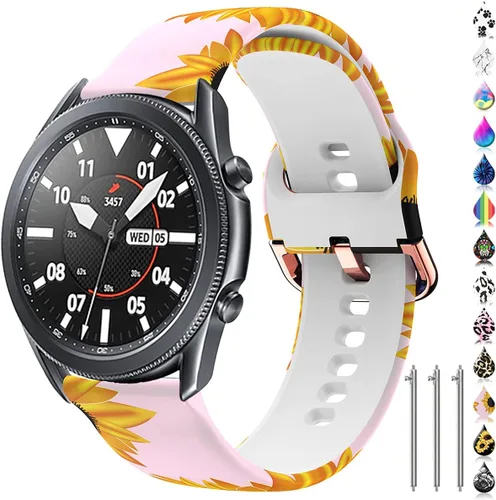 Miniatura 6 de Correa de reloj floral de 0.866 pulgadas compatible con Samsung Galaxy Watch 3 de 1.772 pulgadas/Gear S3 Frontier/Classic, correa de silicona