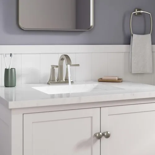 Miniatura 2 de American Standard 7426201.295, Belmeade - Grifo de baño central de dos manijas de 4 pulgadas, níquel cepillado cepillado níquel