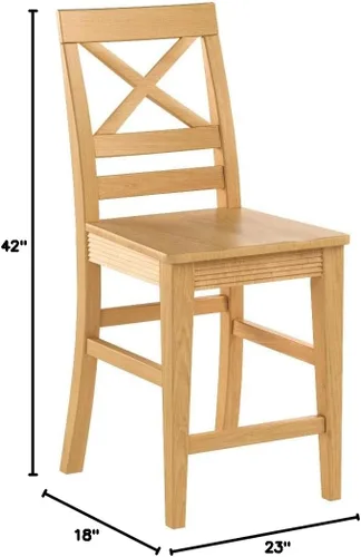Miniatura 6 de East West Furniture QUS-OAK-W Quincy - Taburete de bar de altura para mostrador, sillas de madera de altura de pub, juego de 2, roble Qus-roble-w