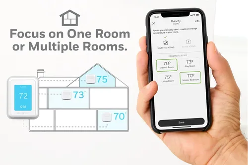 Miniatura 14 de Honeywell Home Termostato inteligente T9 WiFi con 1 sensor inteligente de habitación, pantalla táctil, Alexa y Google Assist