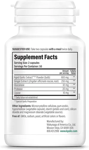 Miniatura 2 de Kyolic - Extracto de ajo envejecido fórmula 102 - Limpieza y digestión - Apoya la limpieza gastrointestinal y la función intestinal saludable*