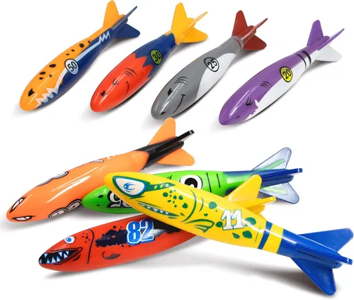 Miniatura 9 de Novelty Place Juego de 4 anillos de buceo, juguetes para lanzar, bucear y recuperar, accesorios de juego de piscina subacuática, anillos de buceo