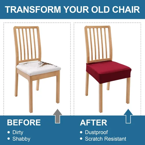 Miniatura 7 de smiry Fundas de asiento impermeables para sillas de comedor, juego de 6, fundas elásticas de jacquard extraíbles y lavables, sin fundas traseras