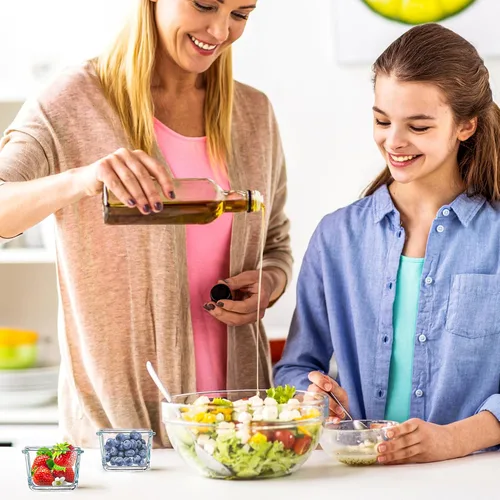 Miniatura 5 de Mini recipientes de vidrio para almacenamiento de alimentos, paquete de 12 frascos de vidrio pequeños de 5.4 onzas con tapas de bloqueo, recipientes