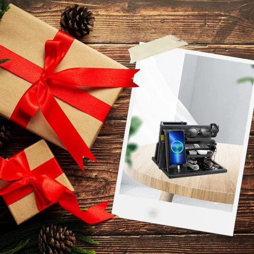 Miniatura 6 de Regalos para hombres de Navidad, estación de acoplamiento de teléfono de madera, regalos para hombres para cumpleaños o regalos para papá del Día