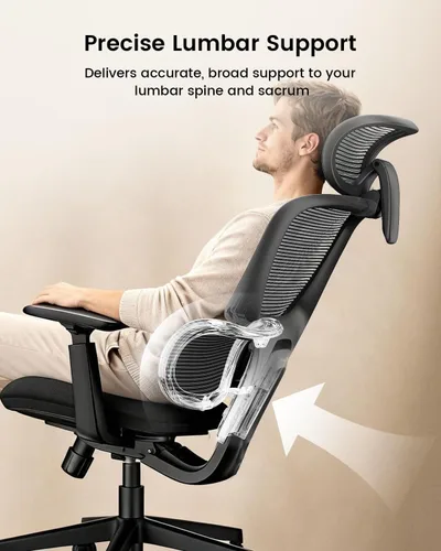 Miniatura 4 de ProtoArc Silla de oficina ergonómica EC300 ajustable lumbar con respaldo alto, asiento deslizante, reposacabezas 3D, reposabrazos más anchos, 4
