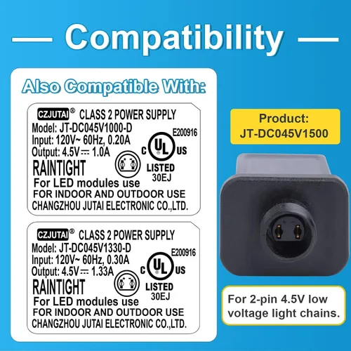 Miniatura 6 de Fuente de alimentación de 4.5 V 1.5 A 6.75 W CZJUTAI JT-DC045V1500-IP44 4.5V6.75W /6W /4.5W /3.6W para iluminación de Navidad, cadena de luz, luz
