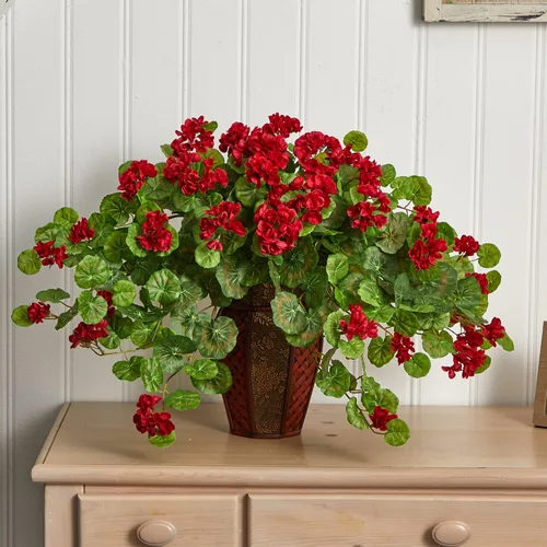 Miniatura 3 de Nearly Natural Geranio con maceta decorativa