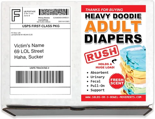 Heavy Doodie - Pañales para adultos, broma por correo, divertida broma vergonzosa, broma práctica, regalo de broma que se envía a un ser