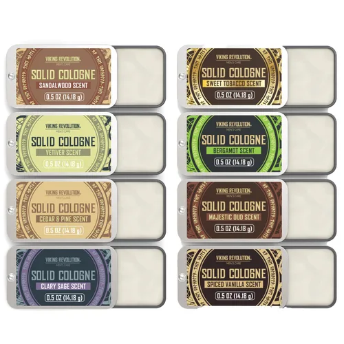 Miniatura 2 de Viking Revolution Paquete de 8 colonia sólida para hombres, juego de regalo de colonia para hombre, incluye sándalo, vetiver, tabaco dulce, salvia