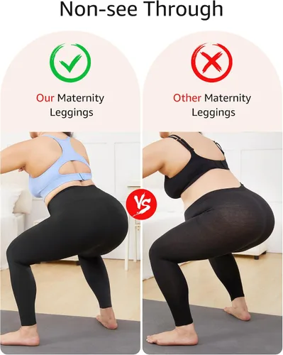 Miniatura 3 de HOFISH Leggings de maternidad para mujer, sobre el vientre, no se transparentan, pantalones de yoga suaves, leggings de entrenamiento activo