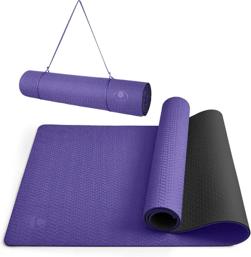 Miniatura 11 de IUGA Tapete de yoga antideslizante y antidesgarros, ecológico, tapete de yoga caliente, tapete grueso para entrenamiento y ejercicio para yoga, Rojo