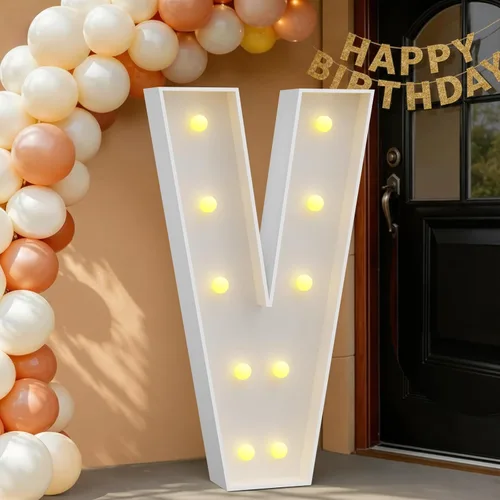 Miniatura 71 de IMPRSV Letras de mosaico iluminadas de marquesina, 4 pies para globos y fiestas, decoración de kit de arco