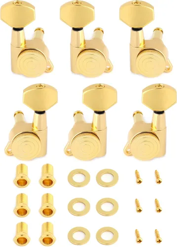 Miniatura 11 de Clavijas de afinación de cuerdas de guitarra con bloqueo Llaves de afinación Máquinas Cabezales Afinadores 1:18 Ración de engranajes 3L 3R