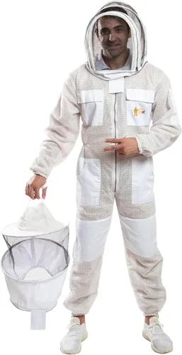 Miniatura 17 de Traje ventilado de la apicultura en varios colores con velos redondos o de esgrima Velo de esgrima blanco
