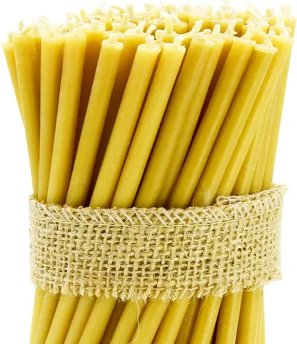 Miniatura 9 de DEYBBY Velas de cumpleaños de cera de abejas, paquete de 40 velas delgadas de cera de abeja de 7.3 pulgadas, velas sin goteo y sin humo