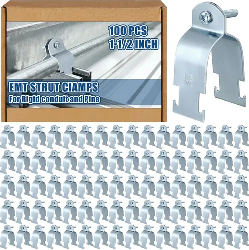 Miniatura 20 de Landhoow Emt Pipe - Abrazaderas universales de puntal para canal, accesorio de conducto electro galvanizado con perno y tuerca, herramienta