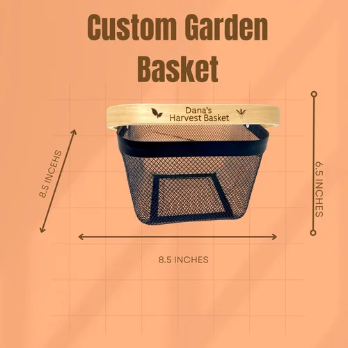 Miniatura 4 de Cesta de cosecha de malla personalizada con mango grabado personalizado, regalo para jardineros, cesta de cosecha vegetal, herramientas