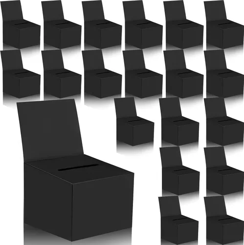 Paquete de 20 cajas de sugerencias para rifas con ranura, cajas de cartón de 6.5 x 4.5 x 4.5 pulgadas con ranura para boletos y cabecera extraíble