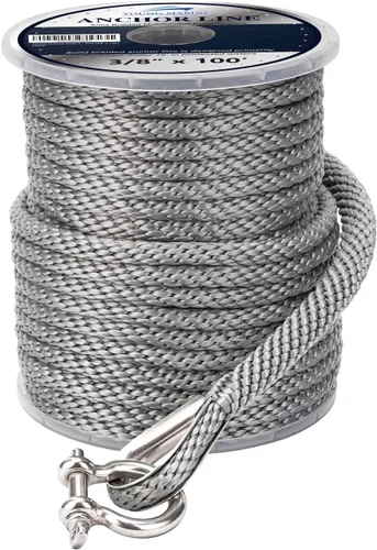 Miniatura 3 de YOUNG MARINE Hecha de 3/8 pulgadas, 100 pies, 150 pies, línea de anclaje trenzada de alta calidad MFP, cuerda de anclaje trenzada con dedal de acero
