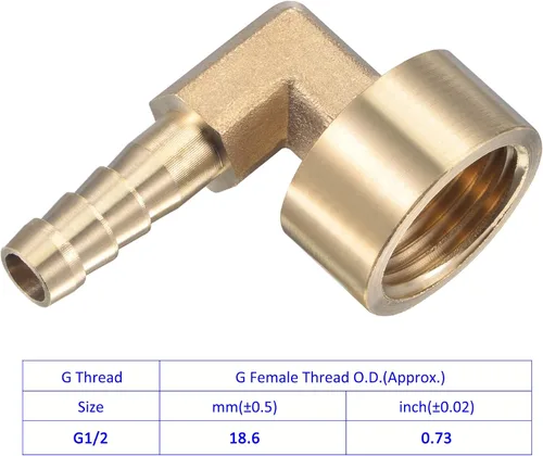 Miniatura 5 de M METERXITY Accesorios de latón para manguera, codo de 90 grados, conector de tubo de latón de 0.315 in con abrazaderas de manguera aplicable al