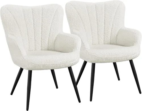 Miniatura 19 de Yaheetech Sillón de piel sintética, silla moderna con patas de metal, cómoda silla tapizada para sala de estar, dormitorio, tocador, marrón, 2 piezas