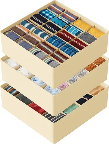 SpaceAid Organizador Divisor de Cajón de Calcetines Paquete de 3, 64 Celdas Organizadores de Ropa Interior para Cómoda Armario Guardería