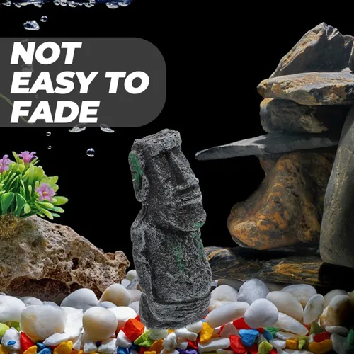 Miniatura 6 de balacoo Estatua de Moai de Pascua para decoración de acuario, estatua de cabeza de isla de Pascua de resina, decoración de paisaje de peces Betta