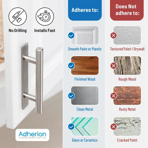Miniatura 2 de Manijas adhesivas para gabinete de 5" Sin perforación, se pega en cajones, puertas, armarios, ventanas Adhesivo 3M Pack de 2 manijas de metal