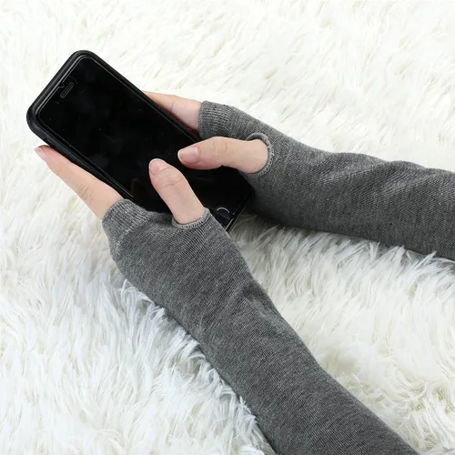 Miniatura 34 de Allegra K Calentadores de brazo sin dedos unisex de moda clásica