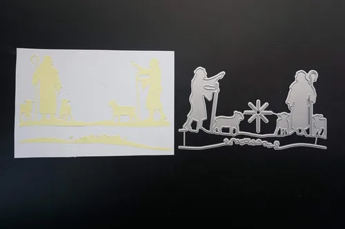 Miniatura 4 de Troqueles de corte de pastores de metal, troqueles para el día del padre, animales, Navidad, hombre y mujer, plantillas en relieve, molde