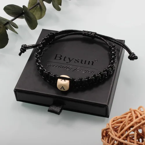 Miniatura 7 de Btysun Pulsera de cuero para hombre, pulseras con inicial A-Z para niño, papá, hermano, regalos de graduación para él, novio, marido, ajustable