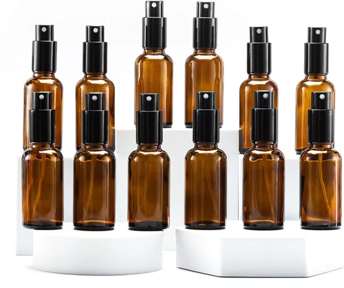 Miniatura 20 de YIZHAO Botellas de vidrio ámbar de 1 oz, con pequeño aerosol de niebla fina, tapa de metal, recargable para aceite esencial, viajes, limpieza