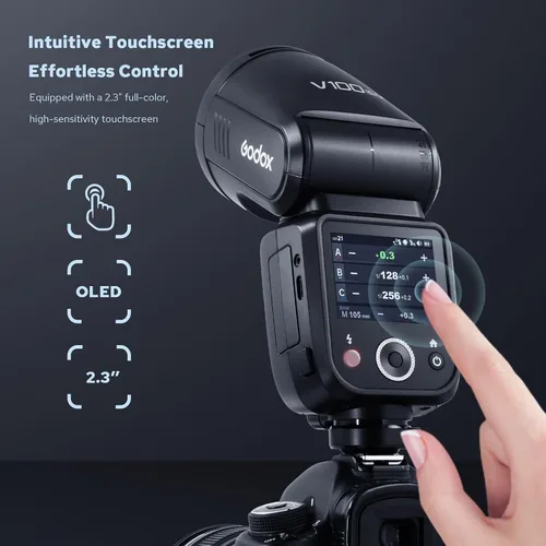 Miniatura 3 de Godox V100 V100-C Versión USA Flash para Canon, Speedlite de Pantalla Táctil 100Ws, Flash Auxiliar Desmontable, Batería de Carga USB-C, 2.4G