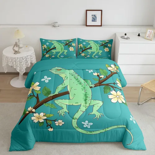 Miniatura 22 de Erosebridal Juego de edredón tamaño individual de animales del bosque, juego de ropa de cama de oso marrón para niños y niñas, edredón de plumón