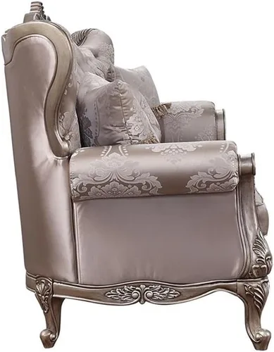 Miniatura 4 de Acme Jayceon Sofá capitoné de tela con 5 almohadas en beige champán
