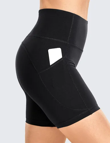 Miniatura 15 de CRZ YOGA Women's Brushed Naked Feeling Biker Shorts with Side Pockets 6'' - High Waist Matte Workout Yoga Gym Spandex