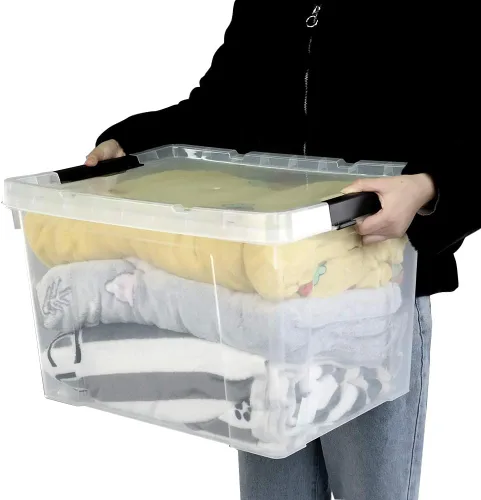Miniatura 6 de Ggbin Caja de almacenamiento de plástico transparente de 50 cuartos de galón con tapa, 4 paquetes.