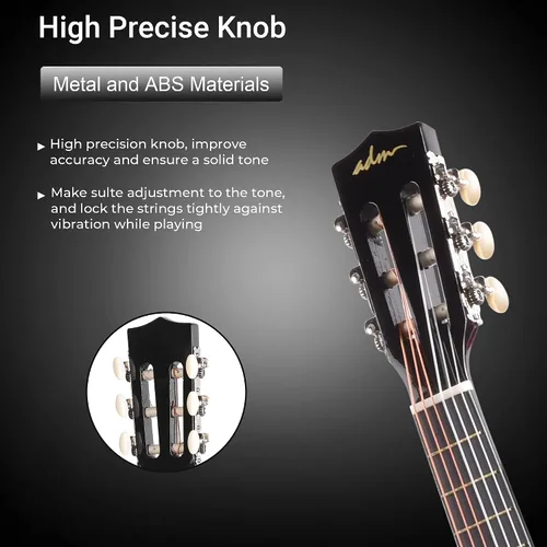 Miniatura 5 de ADM - Guitarra acústica para principiantes, 30 pulgadas, cuerdas de nailon, guitarra de madera para niños y estudiantes, lecciones en línea