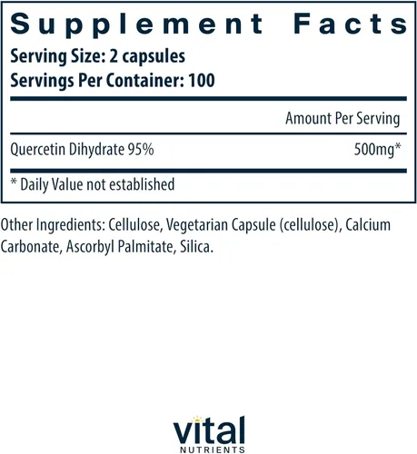 Miniatura 2 de Vital Nutrients Quercetina - Suplemento vegano de quercetina con bioflavonoides para apoyo sinusal, respiratorio, cardíaco e inmunológico, sin