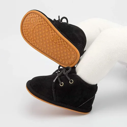 Miniatura 3 de Babelvit Zapatillas de lona con suela suave para bebé y niña, con cordones y cordones para bebé, botas unisex jasta el tobillo recién nacidos