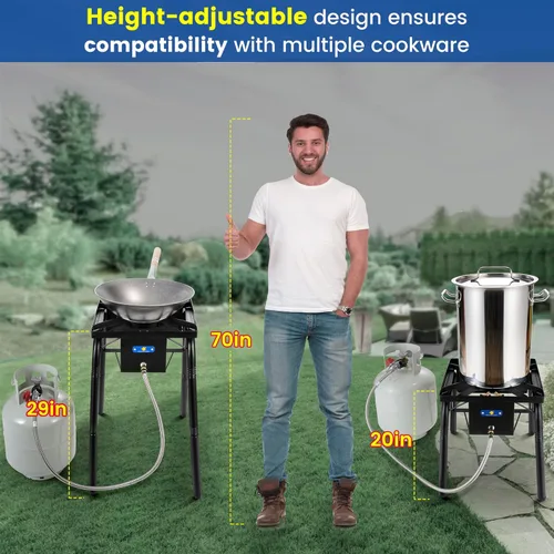 Miniatura 4 de ARC - Quemador de propano para cocinar al aire libre, alta presión de 220,000 BTU estufa de propano de un solo quemador de gas Wok, ideal para woks