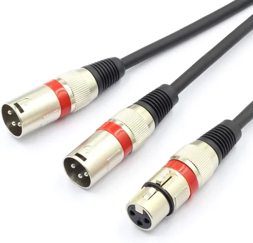 Miniatura 6 de Cable divisor XLR hembra a macho dual de 3 pines y cable de parche en Y para micrófono, adaptador de audio equilibrado (50CM)