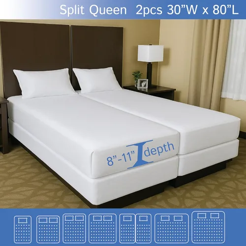 Miniatura 2 de Colchón Split Queen / carcasa de somier de 30 x 80 pulgadas (2 unidades), protector impermeable con cremallera, funda de cama hipoalergénica de alta